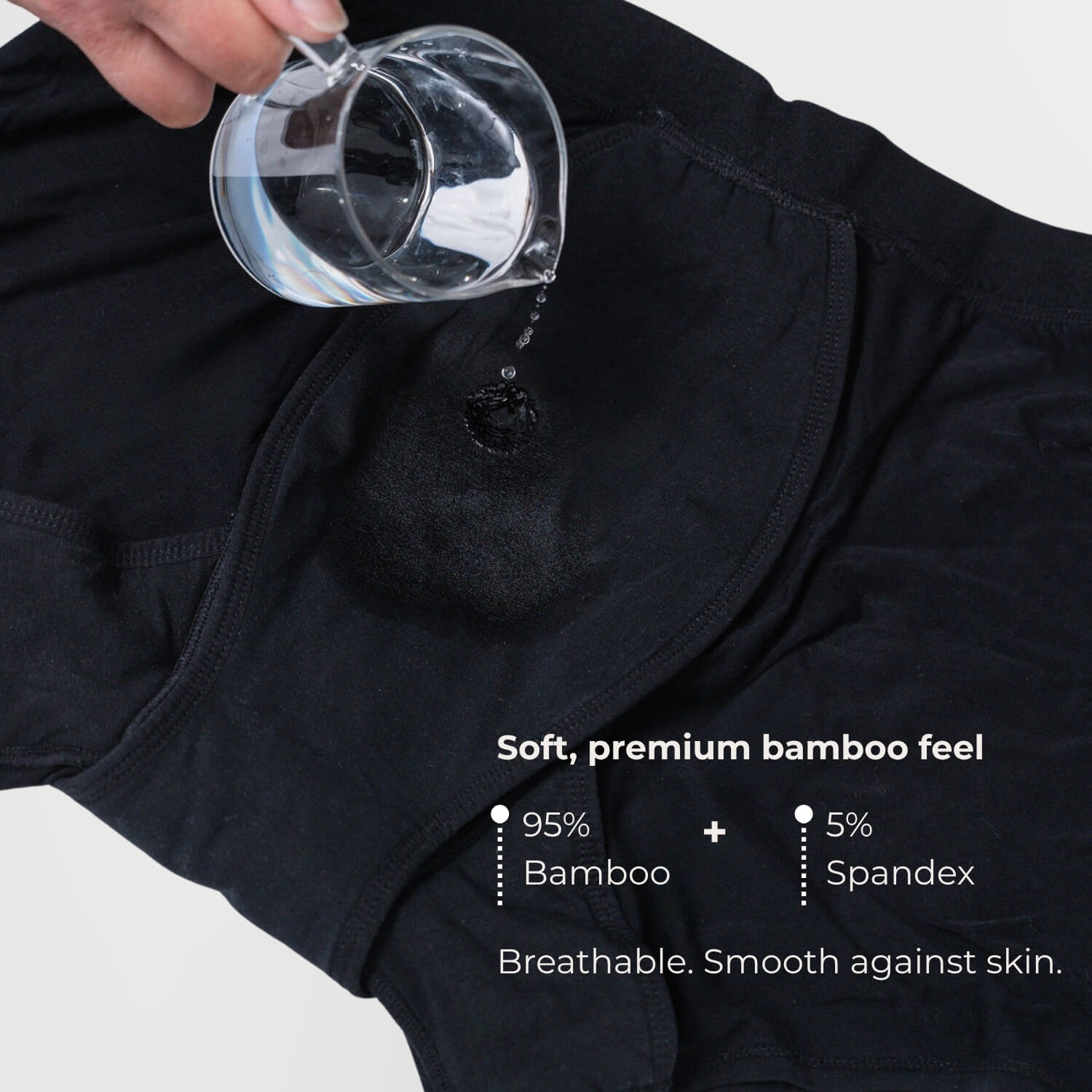 PFAS-free bamboo charcoal fabric used in washable incontinence underwear - breathable and skin-safe