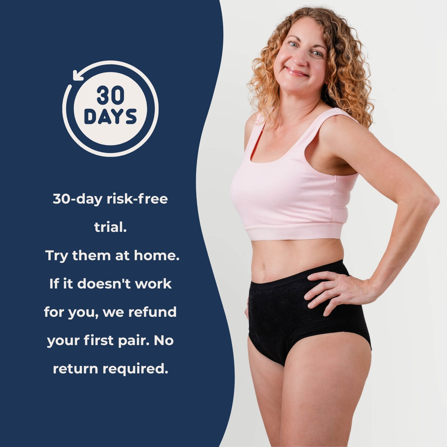 30-day risk-free trial for women's incontinence underwear - money back guarantee Australia