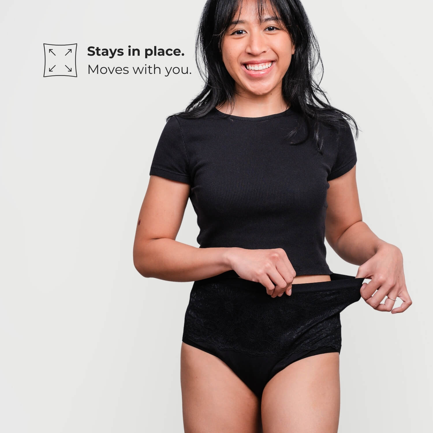 Washable incontinence briefs for women - stays in place with secure waistband fit